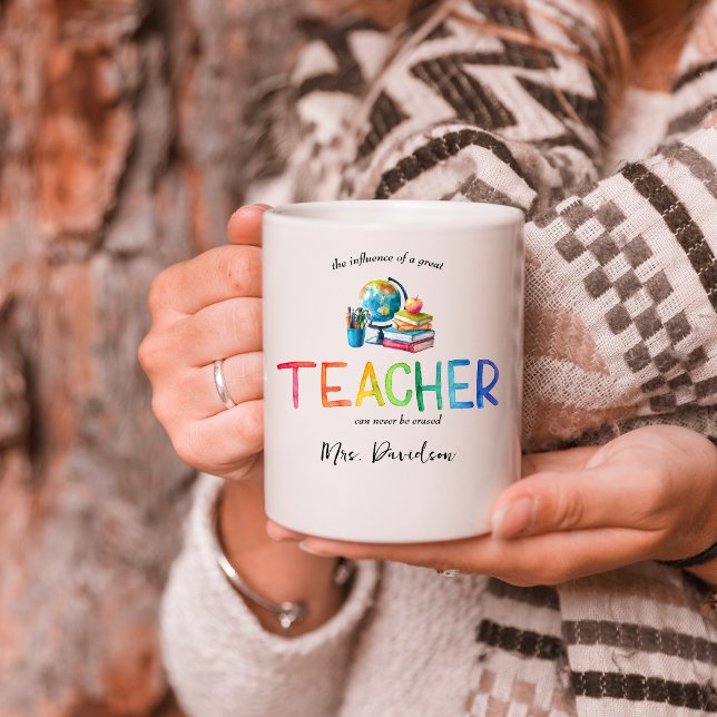 Moderne Aquarell-Regenbogen-Lehrerdankeschön   Kaffeetasse (Von Creator hochgeladen)