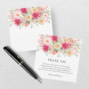 Moderne Aquarell-Rosa-Blumen-Hochzeit Dankeskarte