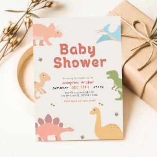 Moderne Aquarell Süße Dino Dinosaurier Babyparty Einladung