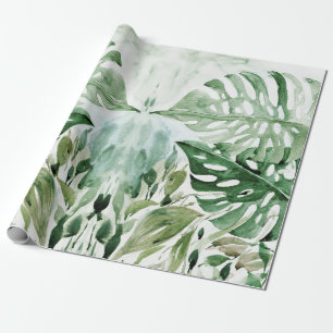 Moderne Aquarell-Tropische Monstera-Blätter-Party Geschenkpapier