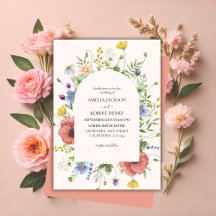 Moderne Aquarell-Wildblume Boho Wedding