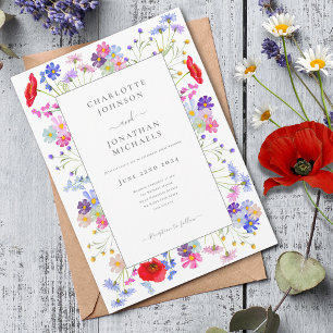 Moderne Aquarell-Wildblumen-Hochzeit elegant Einladung