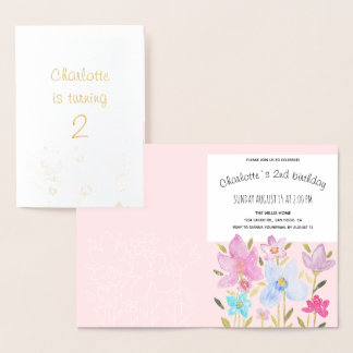 Moderne Aquarell-Wildblumen-Illustration Folienkarte
