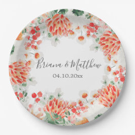 Moderne Aquarell-Wildblumen Trendfarben Pappteller