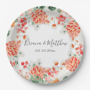 Moderne Aquarell-Wildblumen Trendfarben Pappteller