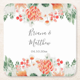 Moderne Aquarell-Wildblumen Trendfarben Rechteckiger Pappuntersetzer