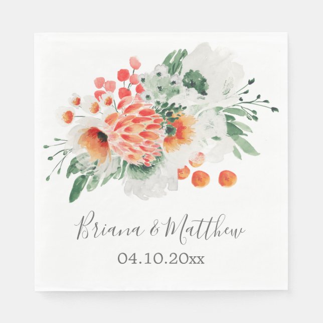 Moderne Aquarell-Wildblumen Trendy Floral Napkin Serviette (Vorderseite)