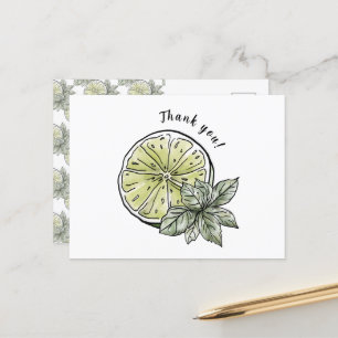 Moderne Aquarell-Zitrus-Limette-Frucht Danke Postkarte