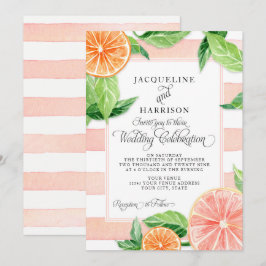 Moderne Aquarell-Zitrusfrucht-rosa Einladung