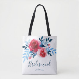 Moderne Aquarellbäder Rote Rose Blumenbräune Tasche