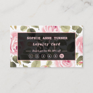 Moderne Aquarellblume Rose Gold Makeup Artist Treuekarte
