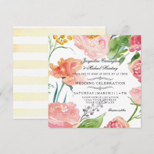 Moderne Aquarellblume Rose Wilde Blume Hochzeit Einladung