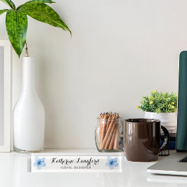 Moderne Aquarellblumen Personalisiert Namensplakette