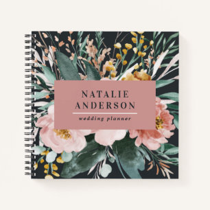 Moderne Aquarellblumen und edles Blattwerk Notizbuch