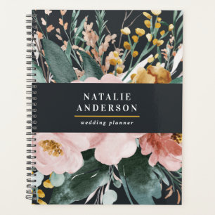Moderne Aquarellblumen und edles Blattwerk Planer