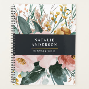 Moderne Aquarellblumen und edles Blattwerk Planer