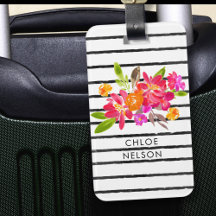 Moderne Aquarellblumen und Streifen Personalisiert