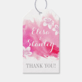 Moderne Aquarellblüten Rosa Blüten Hochzeit Danke Geschenkanhänger