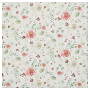 Moderne Aquarellblütenblätter Rosa Weiße Blumen Stoff