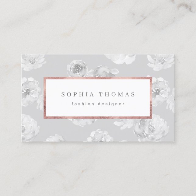 Moderne Aquarellblütengold Rose beruflich Visitenkarte (Vorderseite)