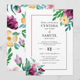 Moderne Aquarellblütenhochzeiten Einladung