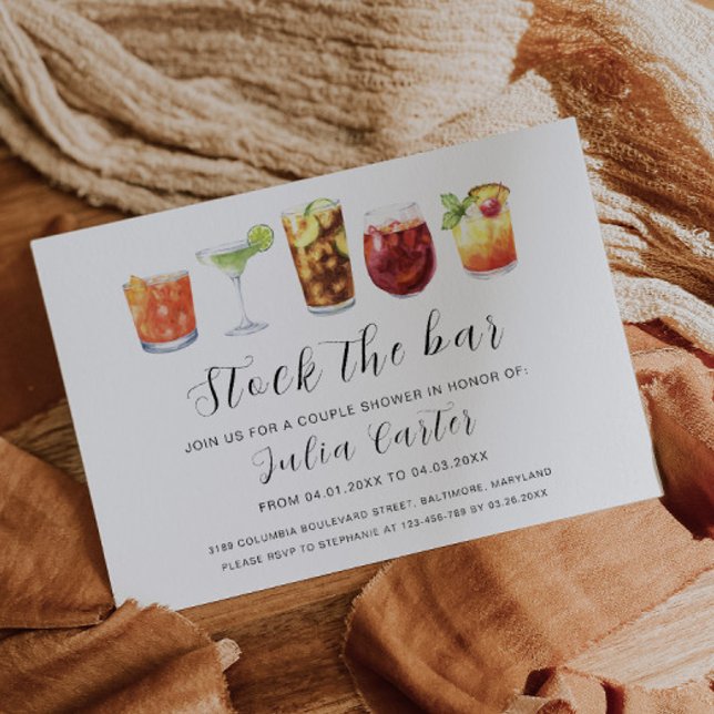 Moderne Aquarellböden Die Bar | Dusche für Paare Einladung (Von Creator hochgeladen)