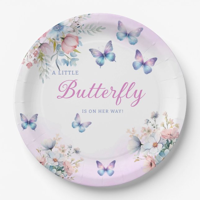 Moderne Aquarellbrötchen Flora Babydusche Pappteller (Vorderseite)