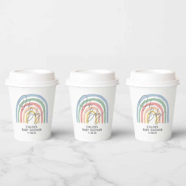 Moderne Aquarellbrunnendusche mit Regenbogenfarben Pappbecher (Multi)