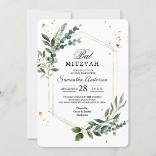 Moderne Aquarellen Eukalyptus Gold Rahmen Einladung