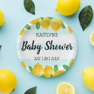 Moderne Aquarellendusche Tree Baby Dusche Pappteller