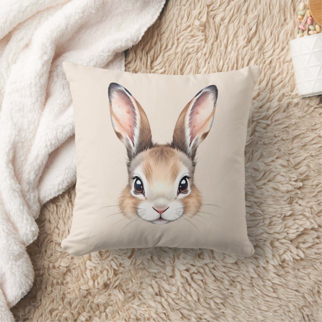 Moderne Aquarellfarbe Niedlich Osterhase Kantenfeu Kissen (Decke)