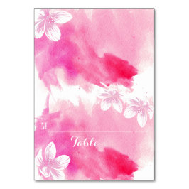 Moderne Aquarellfarbe Rosa Blume Hochzeit Platzkar Tischnummer