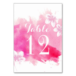 Moderne Aquarellfarbe Rosa Blume Hochzeit Tischnum Tischnummer