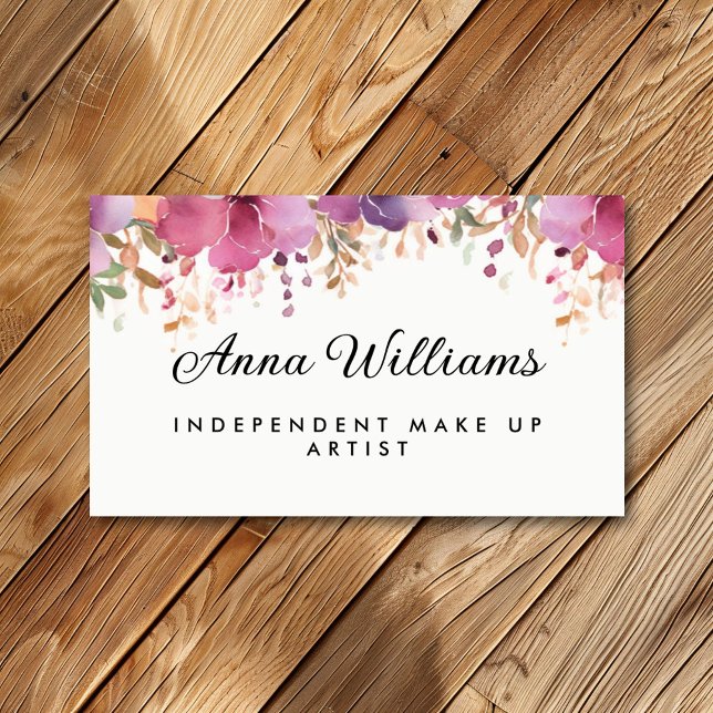 Moderne Aquarellfarbe Rosa Blume Minimalistisch Visitenkarte (Von Creator hochgeladen)