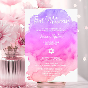 Moderne Aquarellfarbe Rosa Stern BAT MITZVAH Einla Einladung