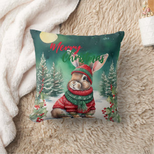 Moderne Aquarellfarbe Sonnenhasen Weihnachtsbaum S Kissen