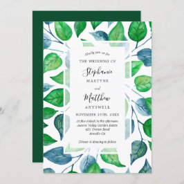 Moderne Aquarellfarben Blätter Foliage Wedding Einladung