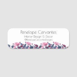 Moderne Aquarellfarben, blau und rosa, floral Namensschild