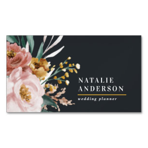 Moderne Aquarellfarben, Blumen und Blätter elegant Magnetische Visitenkarte