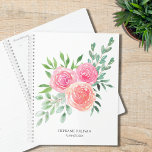 Moderne Aquarellfarben Blumengrün Planer<br><div class="desc">Dieser Blumenplaner ist mit einem Aquarelle aus Rose und Blättern in Rosa-,  Korallen- und Grüntönen dekoriert. Einfach anpassbar. Ändern Sie mithilfe des Entwurfstools die Textgröße,  den Stil oder die Farbe. Wenn wir unsere Kunstwerke erstellen,  werden Sie dieses exakte Bild von anderen Designern nicht finden. Original Wasserfarbe © Michele Davies.</div>