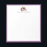 Moderne Aquarellfarben-Blumenkaskade Lila Notizblock<br><div class="desc">Modernes und elegantes Aquarell lila Blumenstrauß Logo Design mit Cassis lila Rahmen,  personalisiert mit Namen,  Notizblock. Text Schriftart Stil und Farbe können angepasst werden.</div>
