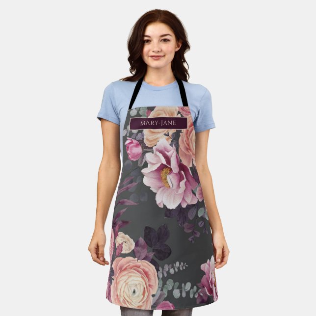 Moderne Aquarellfarben floriert elegant personalis Schürze (Getragen)