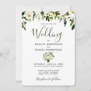 Moderne Aquarellfarben Grüne Hochzeit Einladung