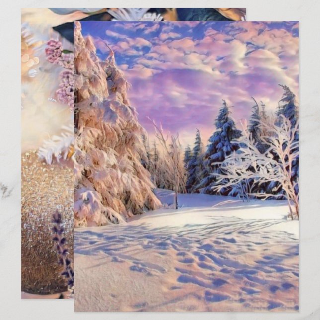 Moderne Aquarellfarben mit bunten, schneebedeckten (Vorne/Hinten)