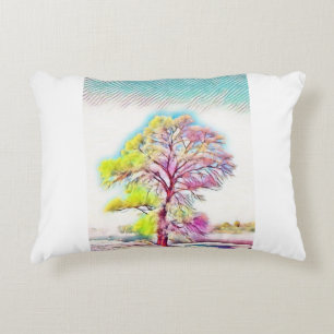 Moderne Aquarellfarben mit bunten, schneebedeckten Dekokissen