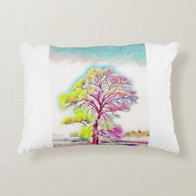 Moderne Aquarellfarben mit bunten, schneebedeckten Dekokissen (Vorderseite)