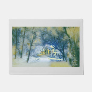 Moderne Aquarellfarben mit bunten, schneebedeckten Fußmatte
