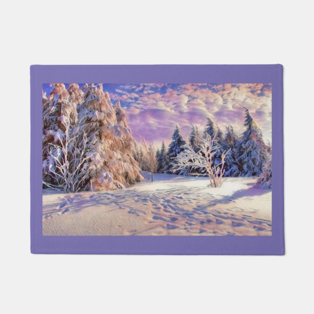 Moderne Aquarellfarben mit bunten, schneebedeckten Fußmatte (Vorderseite)