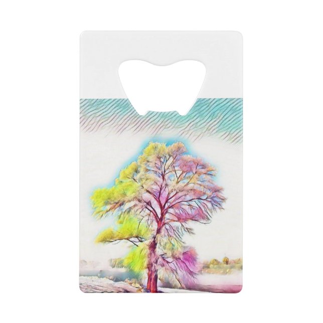 Moderne Aquarellfarben mit bunten, schneebedeckten Geldbeutel Flaschenöffner (Vorderseite)
