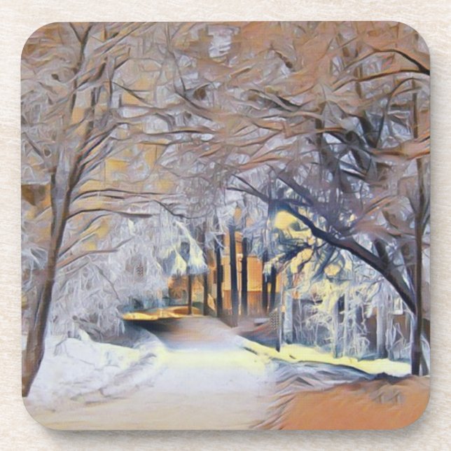 Moderne Aquarellfarben mit bunten, schneebedeckten Getränkeuntersetzer (Vorderseite)